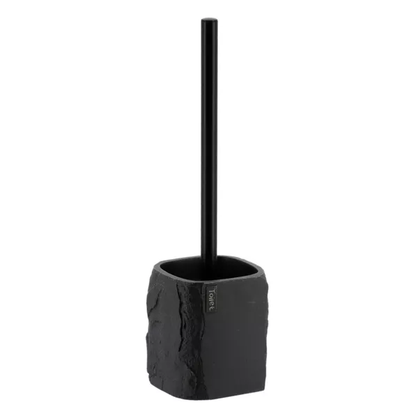 Toilettenb�rste aus Polyresin in quadratischer Form mit Steinoptik, Schwarz