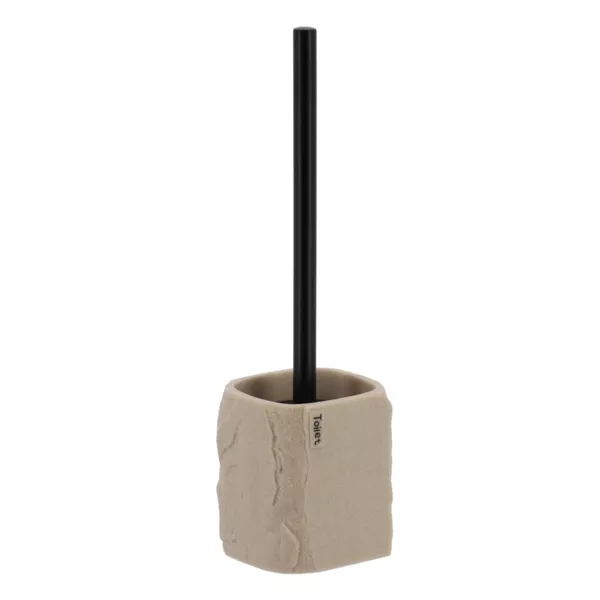 Toiletborstel vierkant polyresin steeneffect Paola Beige