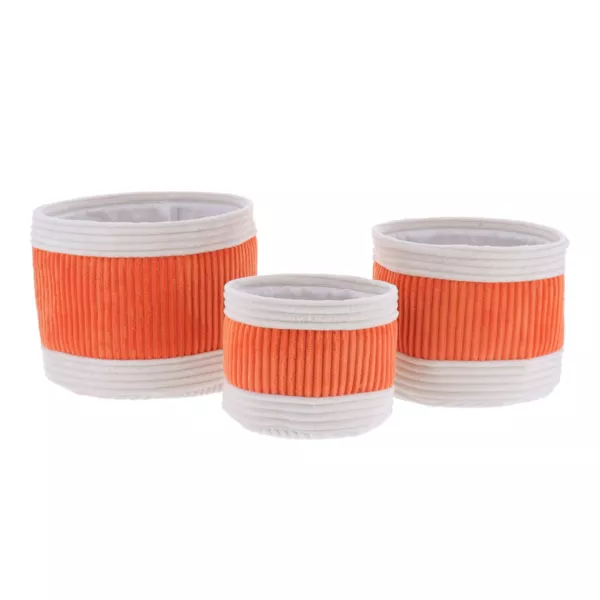 Lot de 3 paniers de rangement velours (H20 cm) Boho-chic Terracotta