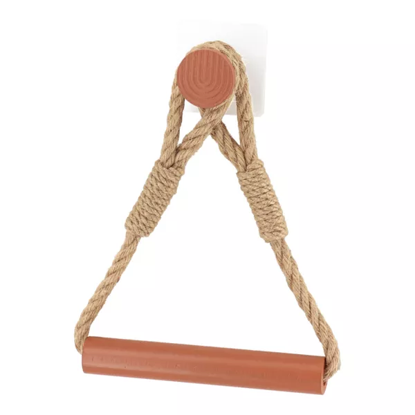 Portarotolo per carta igienica da parete adesivo in corda e bamb� Boho-Chic Terracotta