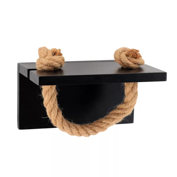 Toiletrulleholder til v�gmontering med akacietr� og snor Easy Chic Sort