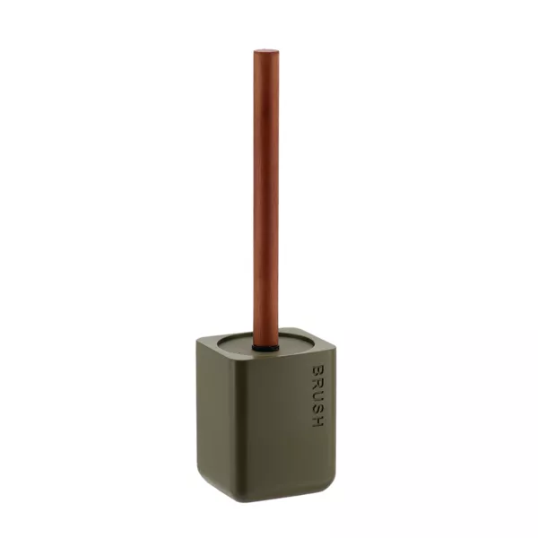 Gravierte WC-B�rste aus Polyresin, quadratisch, in Olivgr�n von Sia