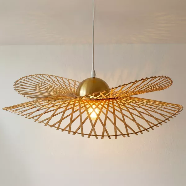 H�ngelampe aus Bambus (D75 cm) M�rida Naturfarben