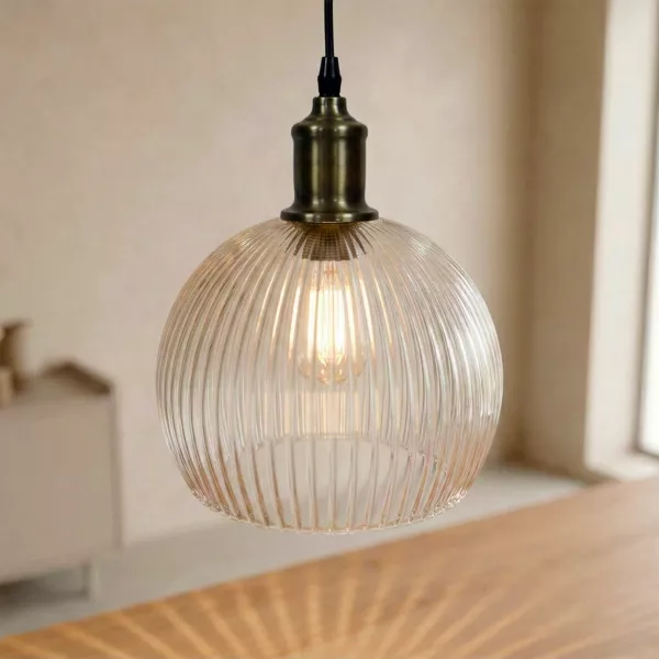 Suspension lumineuse en verre (D30 cm) Velden Transparent