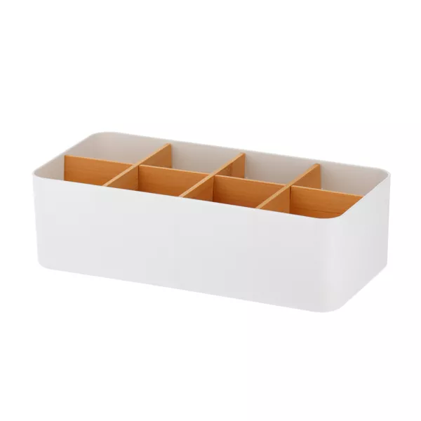 Organizzatore per il bagno 8 scomparti in bamb� Naturo Bianco