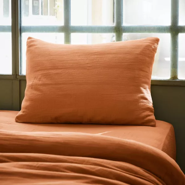 Rechthoekige katoenen gaas kussensloop (50 x 70 cm) Ga�a Abricot