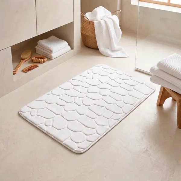 Tapis de bain rectangulaire m�moire de forme (50 x 80 cm) Galeo Blanc