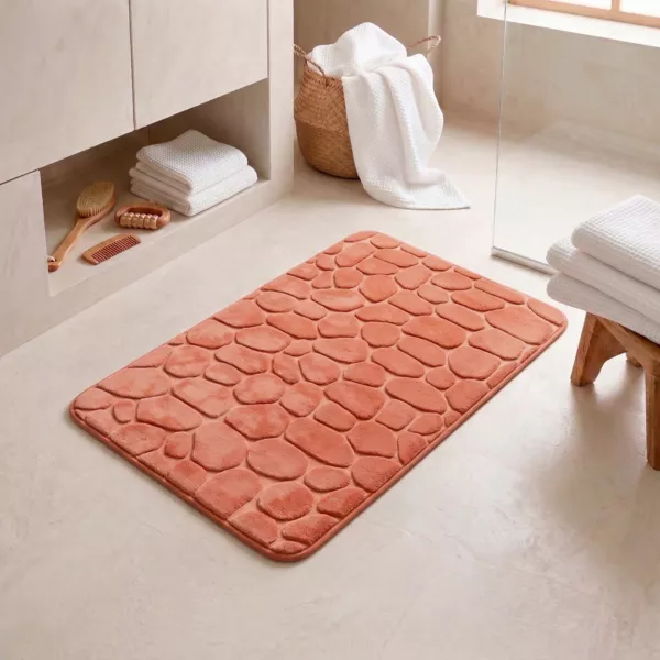 Tappeto da bagno rettangolare memory foam (50 x 80 cm) Galeo Rame