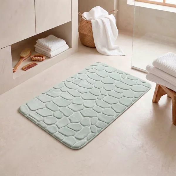Tappeto da bagno rettangolare memory foam (50 x 80 cm) Galeo Verde eucalipto