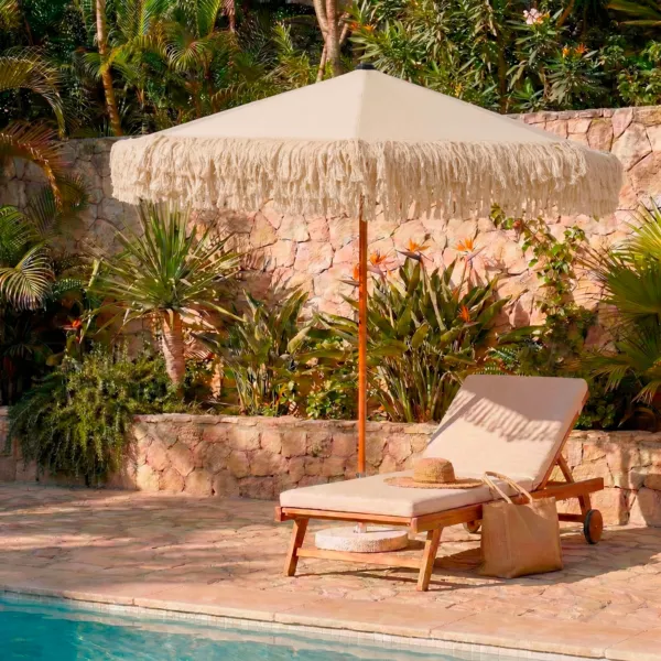 Parasol de jardin rond � franges (D2 m) Valparaiso Ecru