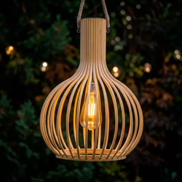 Lampada da giardino solare LED (40cm) Bamb� Beige naturale