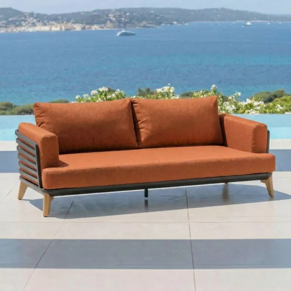 Canap� de jardin en aluminium 2 places Monte Carlo Gris anthracite et terracotta