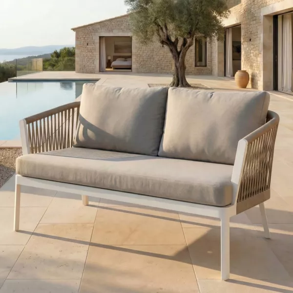 Gartensofa aus Aluminium 2 PlÃ¤tze Amalfi WeiÃŸ und Taupe