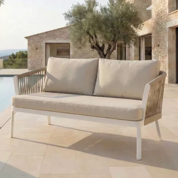 Canap� de jardin en aluminium 2 places Amalfi Blanc et beige