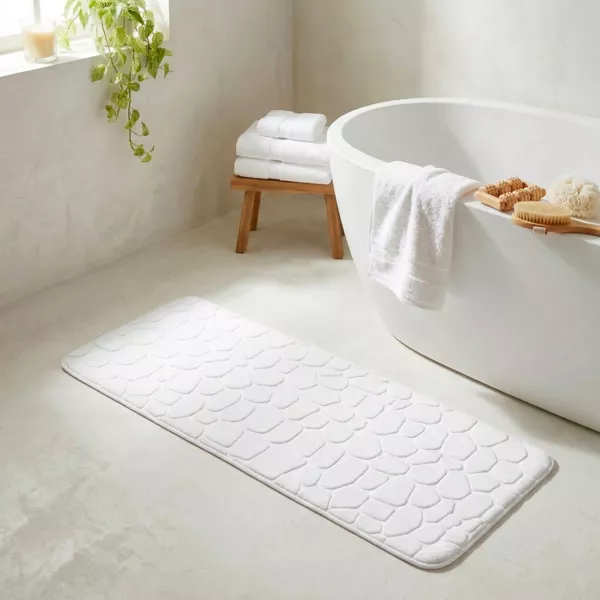 Tapis de bain rectangulaire mémoire de forme (50 x 120 cm) Galeo Blanc