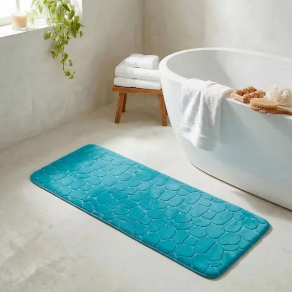 Tappeto da bagno rettangolare memory foam (50 x 120 cm) Galeo Blu ottanio