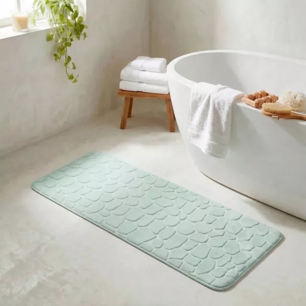 Tappeto da bagno rettangolare in memory foam (50 x 120 cm) Galeo Verde eucalipto