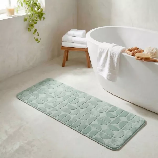 Tapis de bain rectangulaire m�moire de forme (45 x 120 cm) Motivo Vert eucalyptus
