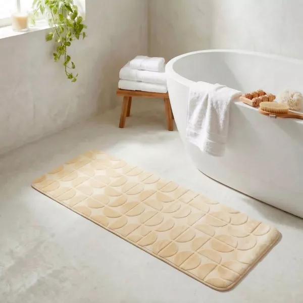 Alfombra de ba�o rectangular con memoria de forma (45 x 120 cm) Motivo Beige
