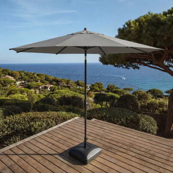 Parasol redondo de aluminio (D3,3 m) Elyra Antracita y Gris granito