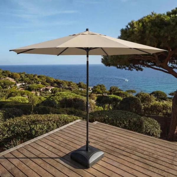 Parasol redondo de aluminio (D3,3 m) Elyra Antracita y Beige