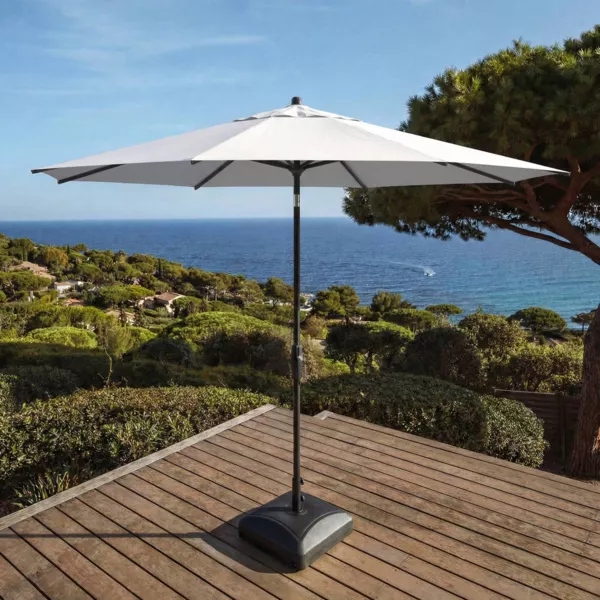 Parasol redondo de aluminio (D3,3 m) Elyra Gris granito y Blanco