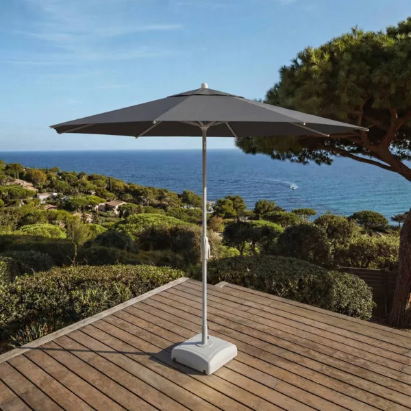Parasol redondo de aluminio (D3,3 m) Elyra Blanco y Antracita
