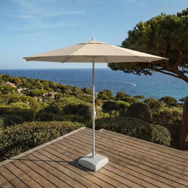 Ombrellone rotondo in alluminio (D3,3 m) Elyra Bianco e Beige