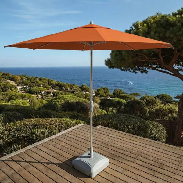 Parasol redondo de aluminio (D3,3 m) Elyra Blanco y Albaricoque