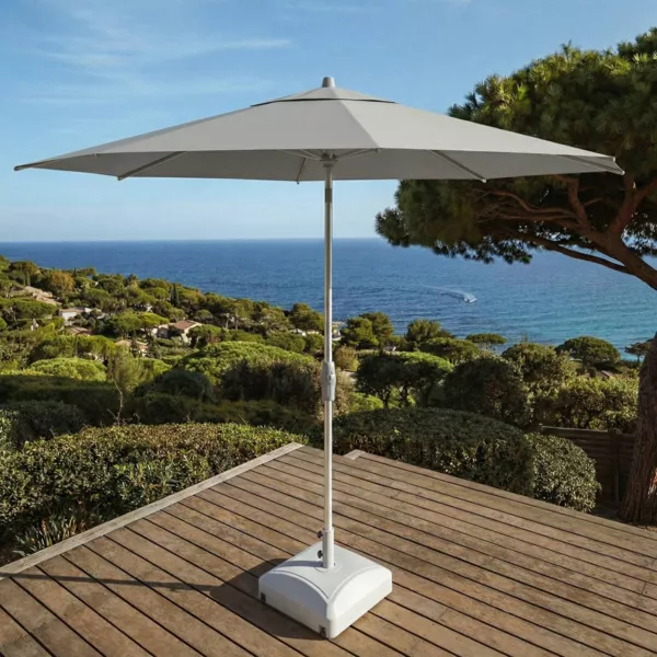 Runder Aluminium-Sonnenschirm (D3,3 m) Elyra Metallisch gl�nzend und Grau