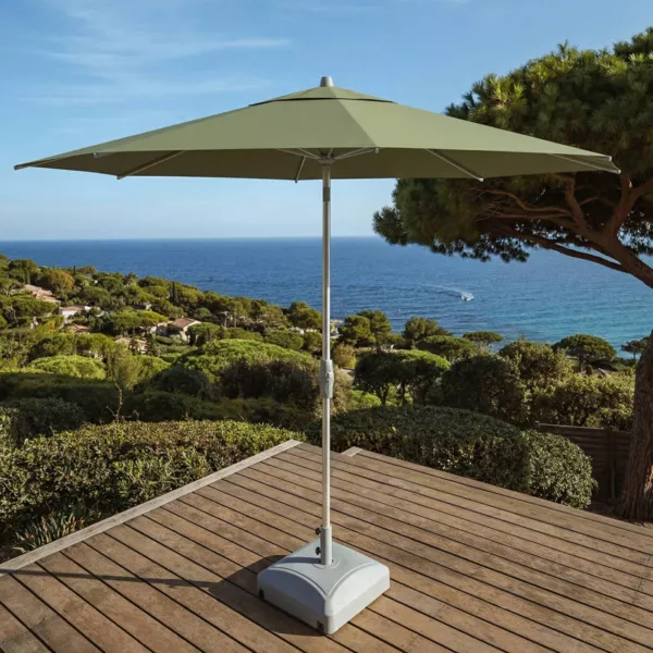 Parasol redondo de aluminio (D3,3 m) Elyra Met�lico brillante y Verde oliva