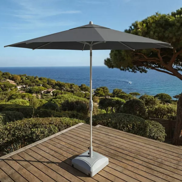Parasol rond aluminium (D3,3 m) Elyra M�tallis� brillant et Anthracite