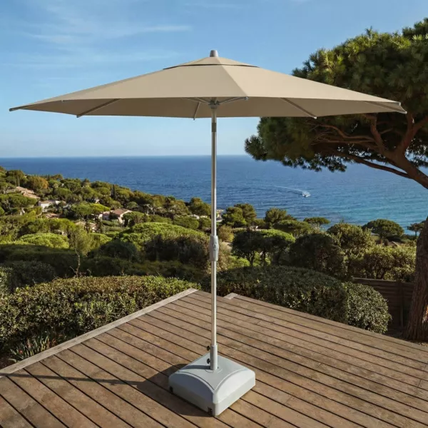 Parasol redondo de aluminio (D3,3 m) Elyra Met�lico brillante y Taupe