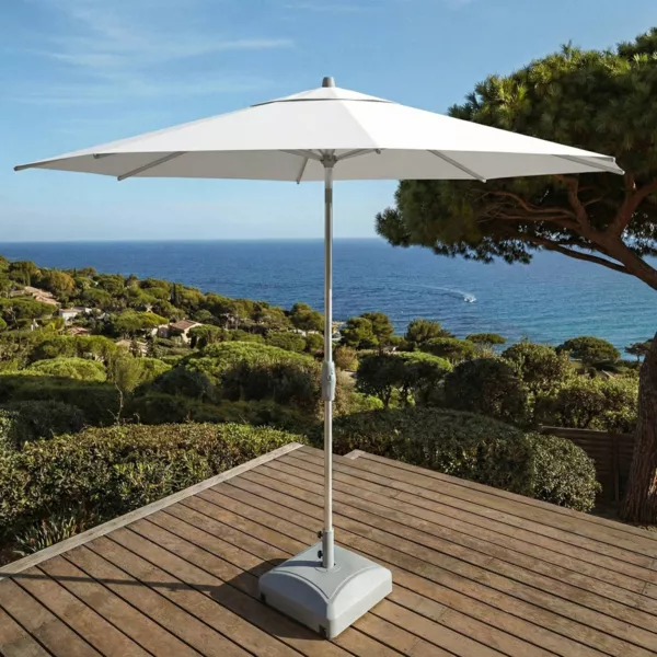 Parasol rond aluminium (D3,3 m) Elyra M�tallis� brillant et Blanc