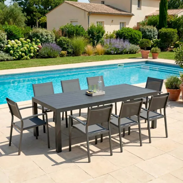 Tuintafel 8 personen Aluminium Murano (210 x 100 cm) - Antraciet