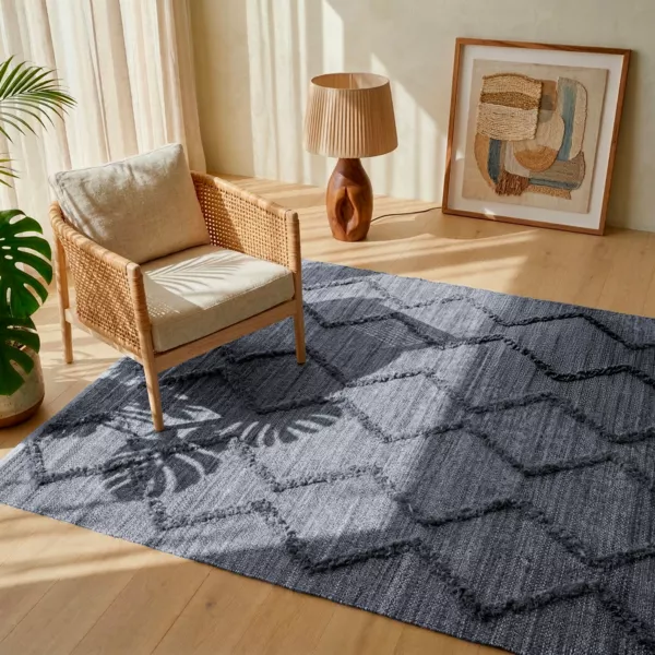Rechthoekig vloerkleed van gerecycleerd getuft materiaal (160 x 230 cm) Noori Grijs