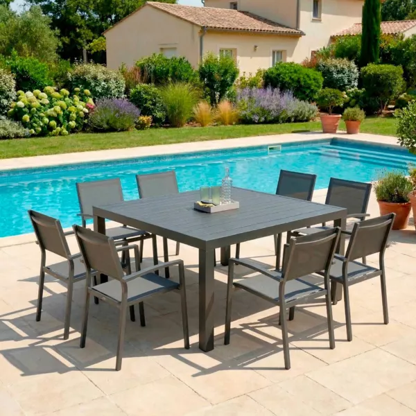 Quadratischer Gartentisch Murano Aluminium (Bis zu 8 Pers.) - Anthrazitgrau