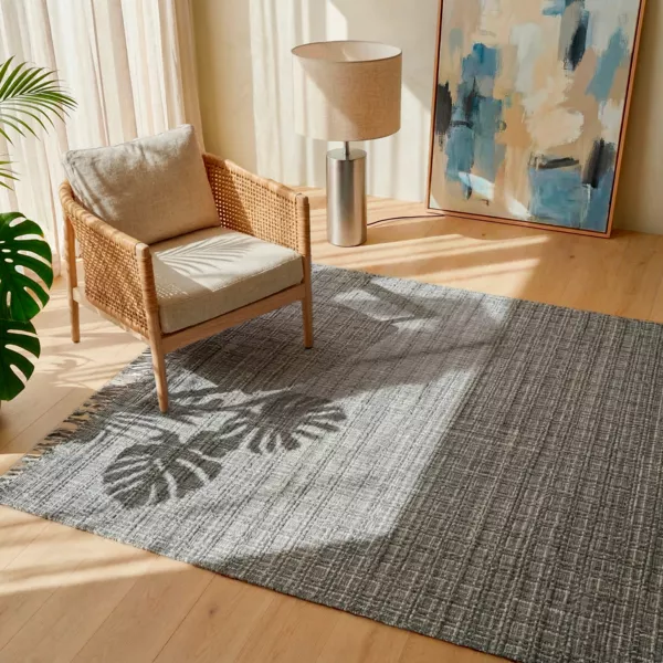 Rechthoekig vloerkleed van gerecycleerd materiaal (160 x 230 cm) Priya Grijs