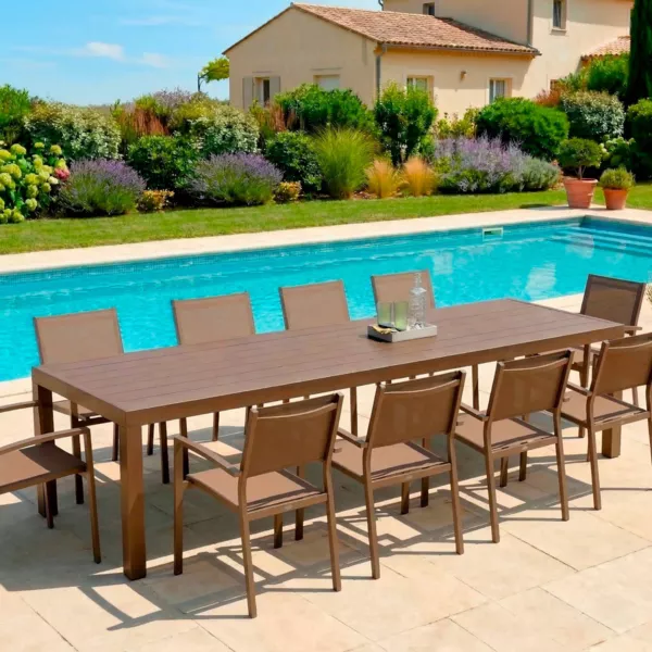 Table de jardin rectangulaire aluminium 10 places (240 x 120 cm) Murano Bronze