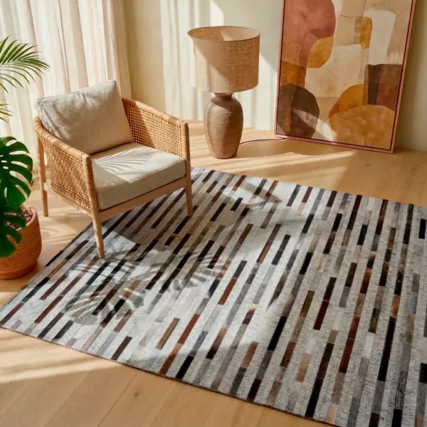 Tappeto rettangolare per soggiorno in lana jacquard (160 x 230 cm) Sanjay Grigio