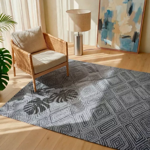 Alfombra rectangular de sal�n de material reciclado tuftada (160 x 230 cm) Shelton Gris