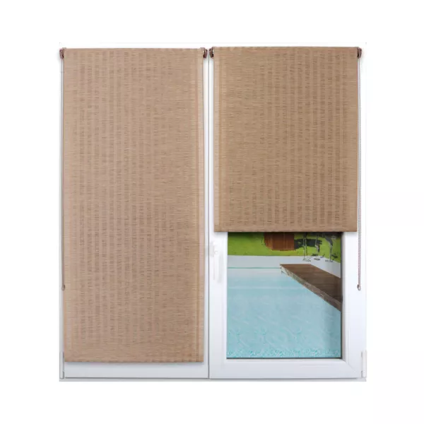Store enrouleur tamisant effet bambou (180 x 180 cm) Rayures Beige 