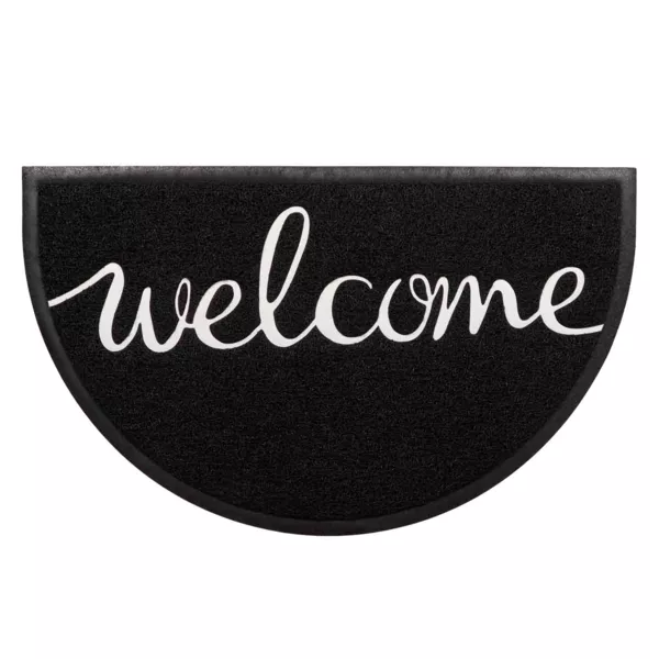 Tappeto d'ingresso semicircolare antiscivolo (45 x 75 cm) Welcome Bianco
