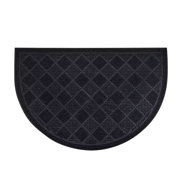 Felpudo antideslizante semicircular (40 x 60 cm) Damero Negro