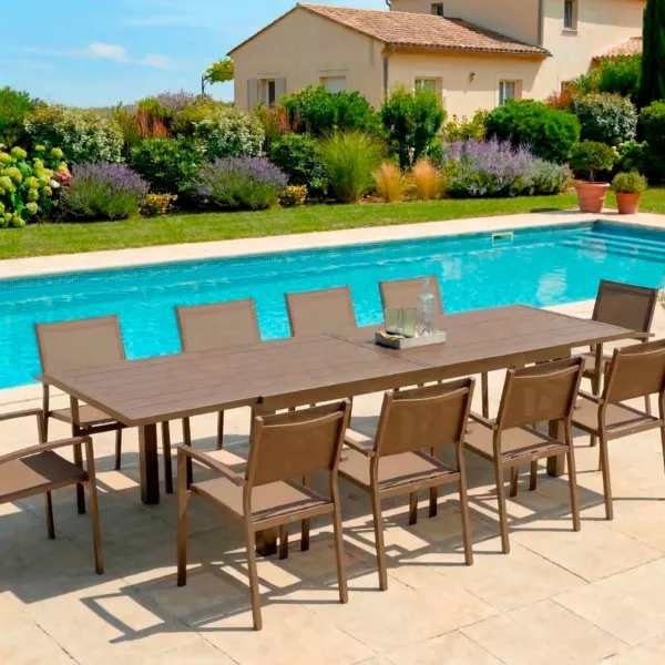 Table de jardin extensible aluminium 10 places (135/270 x 90 cm) Murano Bronze