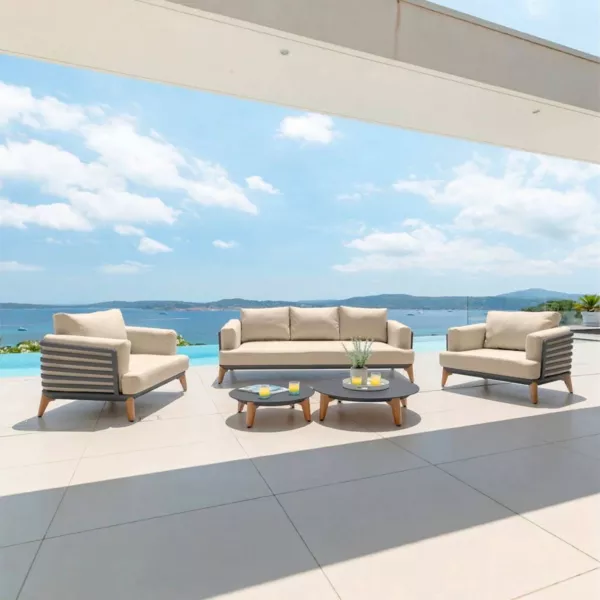 Salon de jardin aluminium 5 places 5 pcs Monte Carlo Gris anthracite et beige