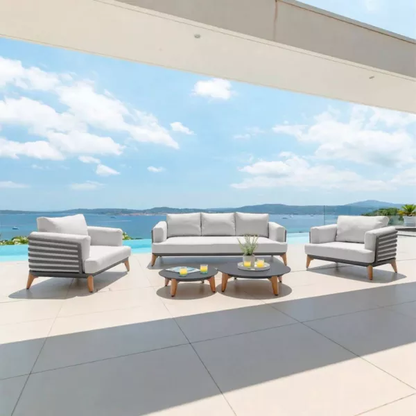 Lounge-Set Aluminium 5 Pl�tze 5tlg Monte Carlo Anthrazitgrau und Hellgrau