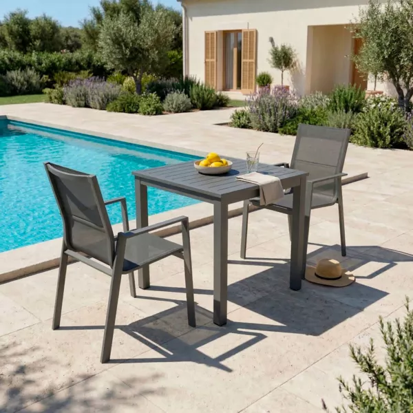 Tavolo da giardino quadrato alluminio 4 posti (70 x 70 cm) Murano Grigio antracite