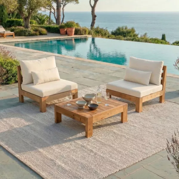 Hoek loungeset van acaciahout 2 zitplaatsen 3-delig Born�o Zand