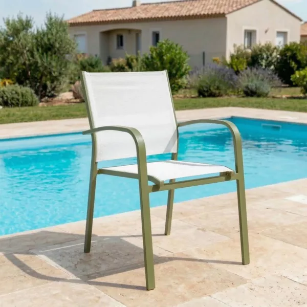 Fauteuil de jardin aluminium empilable Murano Vert romarin